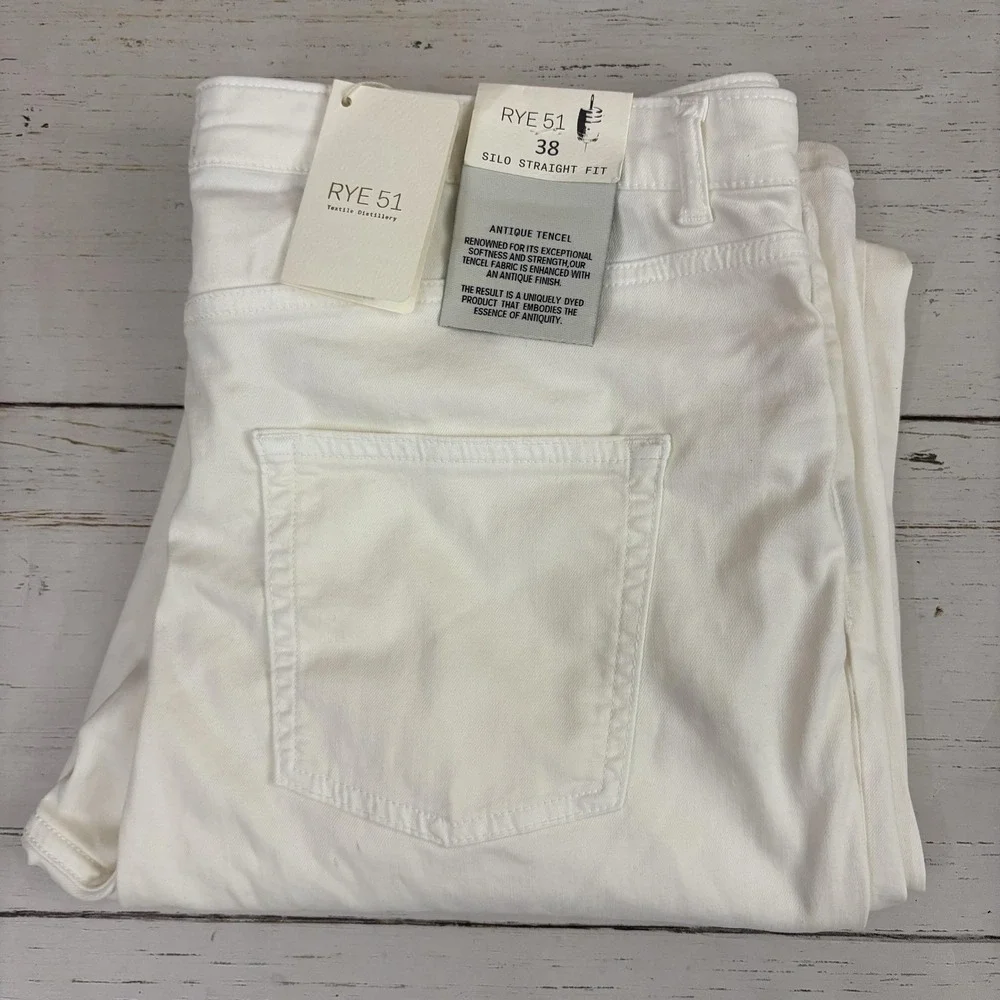 Rye 51 Silo Antique Tencel Pants Jeans Mens 38x34 Opal White NEW NWT
